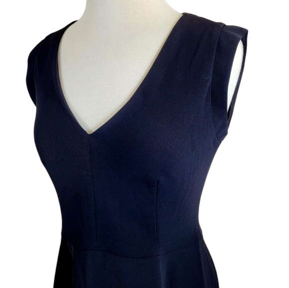 NWT J.CREW Black V Neck Stretch Ponte Sleeveless Ruffle Hem Sheath Dress 6 - Picture 4 of 10